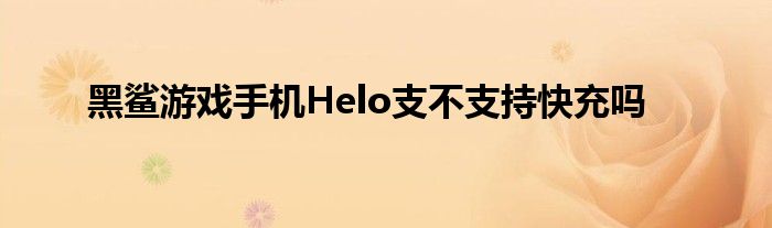 黑鲨游戏手机Helo支不支持快充吗