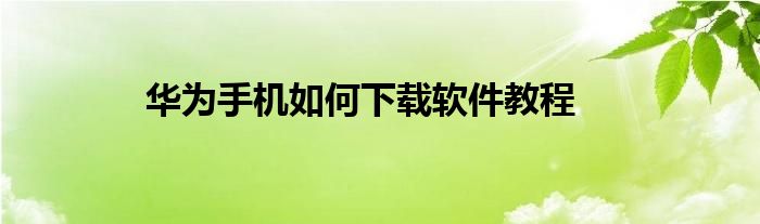 华为手机如何下载软件教程