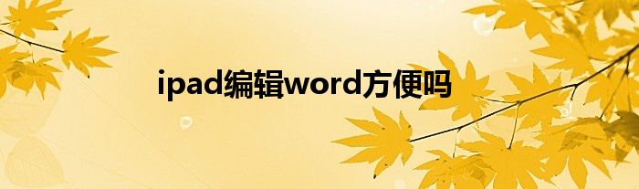 ipad编辑word方便吗