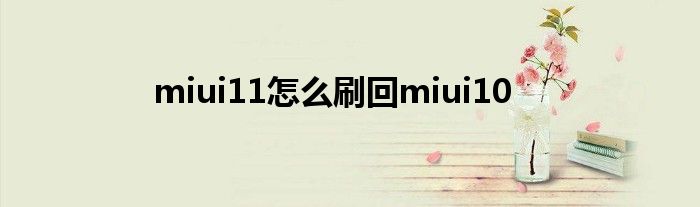 miui11怎么刷回miui10