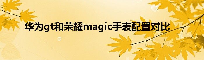 华为gt和荣耀magic手表配置对比