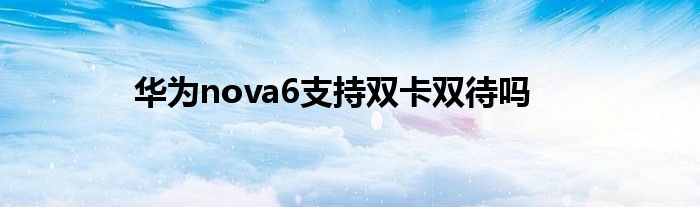 华为nova6支持双卡双待吗