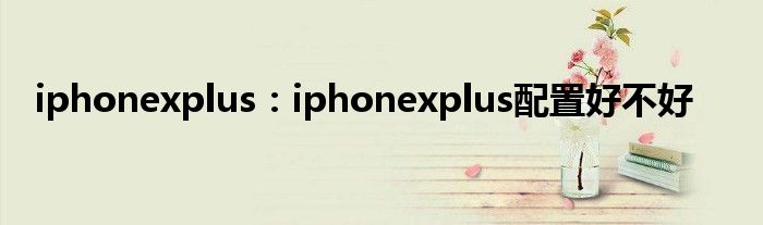 iphonexplus：iphonexplus配置好不好