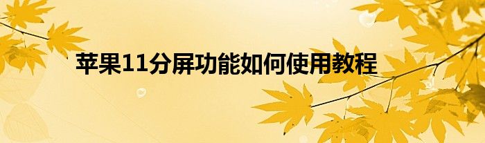 苹果11分屏功能如何使用教程 