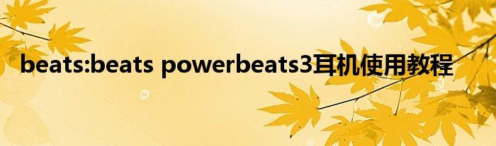 beats:beats powerbeats3耳机使用教程