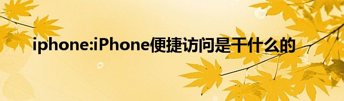 iphone:iPhone便捷访问是干什么的