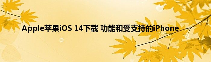 Apple苹果iOS 14下载 功能和受支持的iPhone