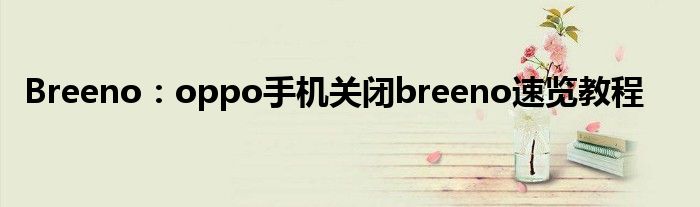 Breeno：oppo手机关闭breeno速览教程