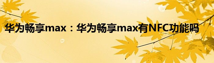 华为畅享max：华为畅享max有NFC功能吗