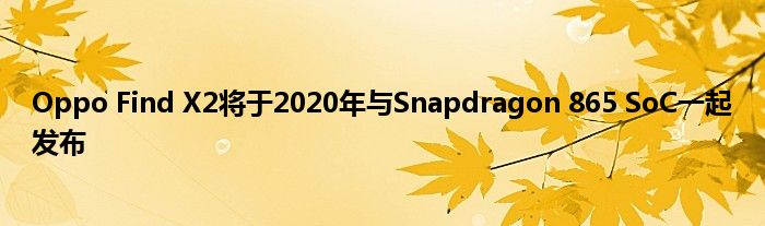 Oppo Find X2将于2020年与Snapdragon 865 SoC一起发布