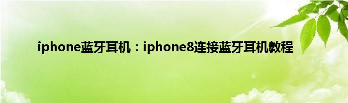 iphone蓝牙耳机：iphone8连接蓝牙耳机教程