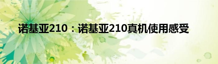 诺基亚210：诺基亚210真机使用感受