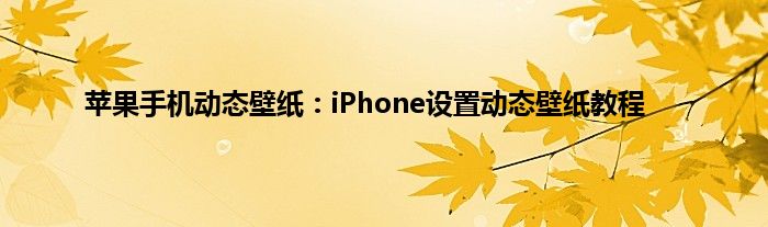 苹果手机动态壁纸：iPhone设置动态壁纸教程