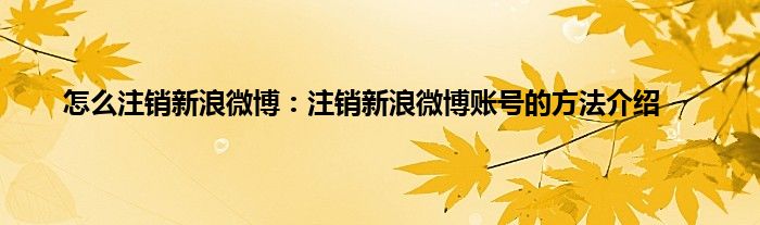 怎么注销新浪微博：注销新浪微博账号的方法介绍