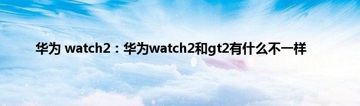 华为 watch2：华为watch2和gt2有什么不一样