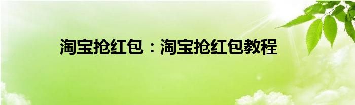 淘宝抢红包：淘宝抢红包教程