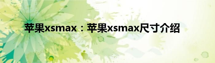 苹果xsmax：苹果xsmax尺寸介绍