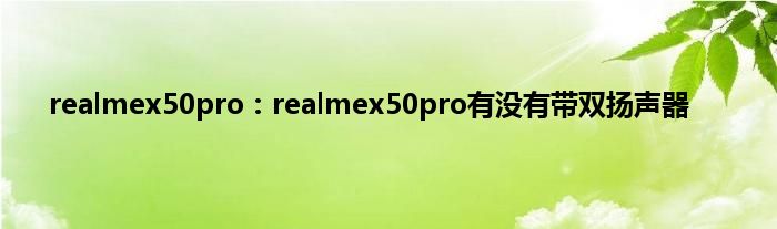 realmex50pro：realmex50pro有没有带双扬声器