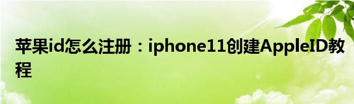 苹果id怎么注册：iphone11创建AppleID教程