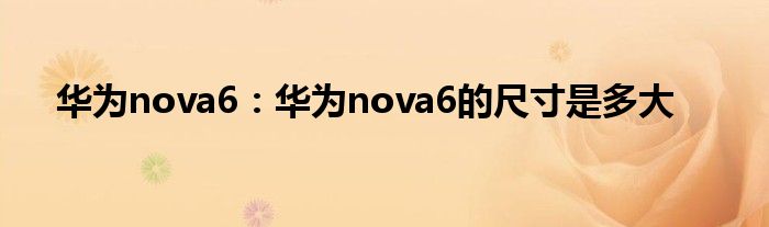 华为nova6：华为nova6的尺寸是多大