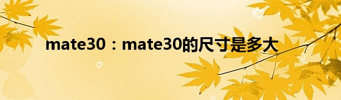 mate30：mate30的尺寸是多大