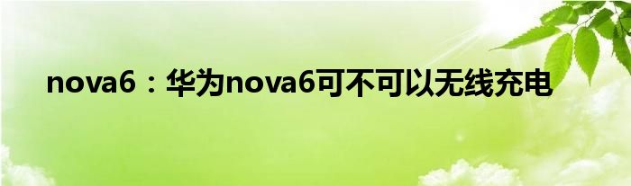 nova6：华为nova6可不可以无线充电