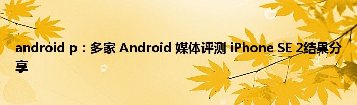 android p：多家 Android 媒体评测 iPhone SE 2结果分享