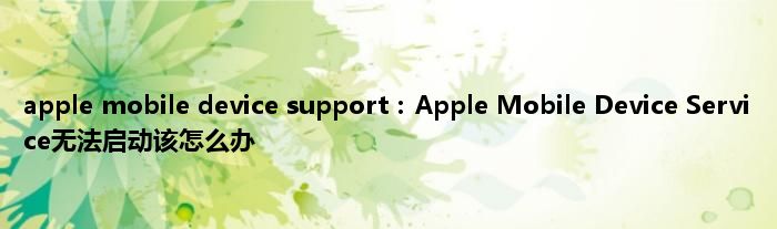 apple mobile device support：Apple Mobile Device Service无法启动该怎么办