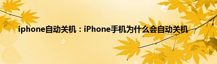 iphone自动关机：iPhone手机为什么会自动关机