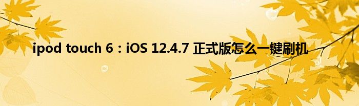 ipod touch 6：iOS 12.4.7 正式版怎么一键刷机