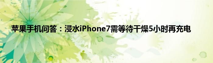 苹果手机问答：浸水iPhone7需等待干燥5小时再充电