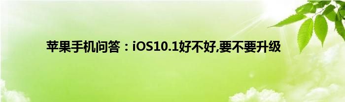 苹果手机问答：iOS10.1好不好,要不要升级