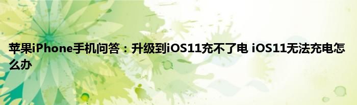 苹果iPhone手机问答：升级到iOS11充不了电 iOS11无法充电怎么办