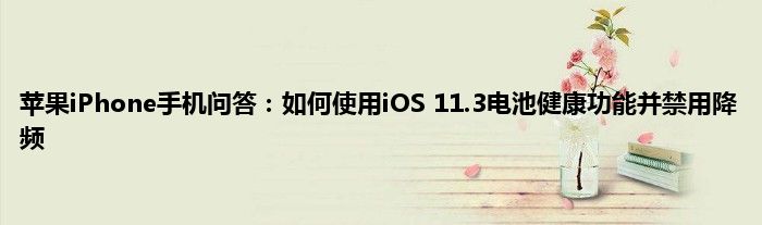 苹果iPhone手机问答：如何使用iOS 11.3电池健康功能并禁用降频