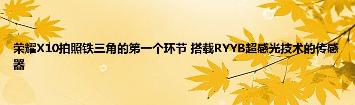 荣耀X10拍照铁三角的第一个环节 搭载RYYB超感光技术的传感器