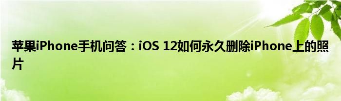 苹果iPhone手机问答：iOS 12如何永久删除iPhone上的照片