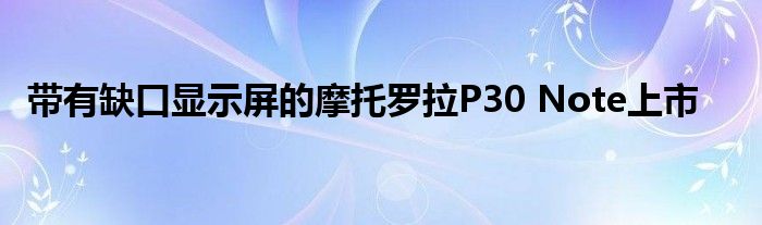 带有缺口显示屏的摩托罗拉P30 Note上市