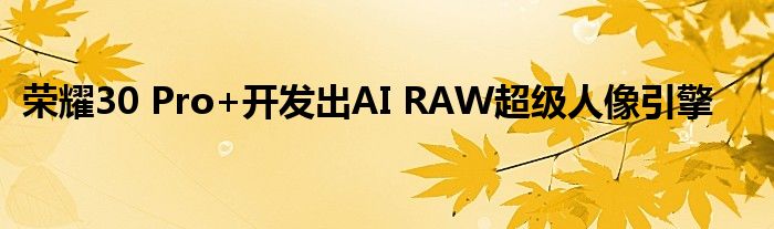 荣耀30 Pro+开发出AI RAW超级人像引擎