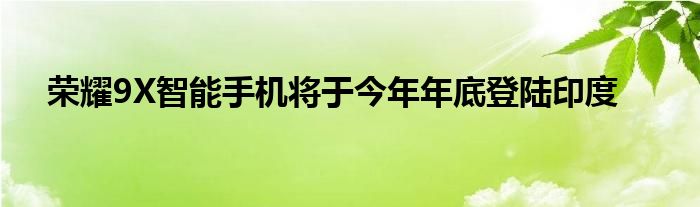 荣耀9X智能手机将于今年年底登陆印度