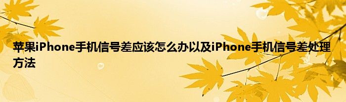 苹果iPhone手机信号差应该怎么办以及iPhone手机信号差处理方法