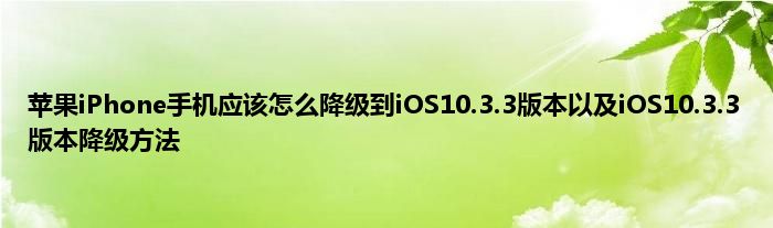 苹果iPhone手机应该怎么降级到iOS10.3.3版本以及iOS10.3.3版本降级方法