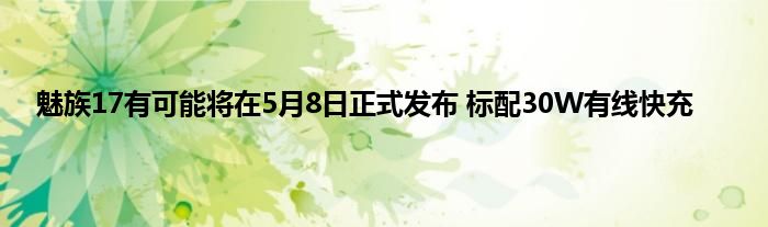 魅族17有可能将在5月8日正式发布 标配30W有线快充