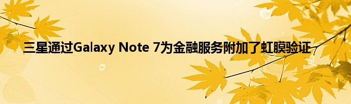 三星通过Galaxy Note 7为金融服务附加了虹膜验证