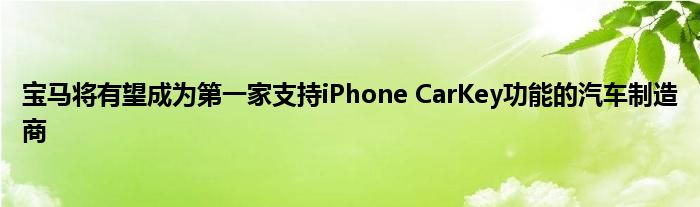 宝马将有望成为第一家支持iPhone CarKey功能的汽车制造商