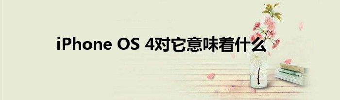 iPhone OS 4对它意味着什么