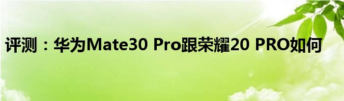 评测：华为Mate30 Pro跟荣耀20 PRO如何