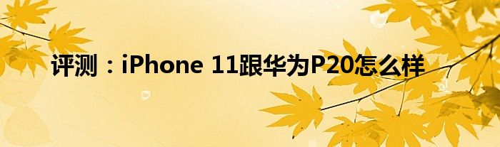 评测：iPhone 11跟华为P20怎么样