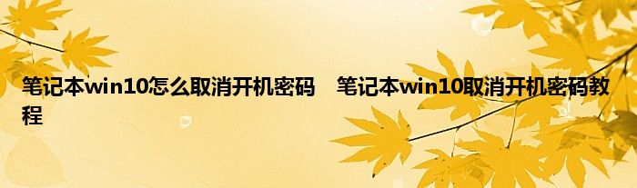 笔记本win10怎么取消开机密码　笔记本win10取消开机密码教程