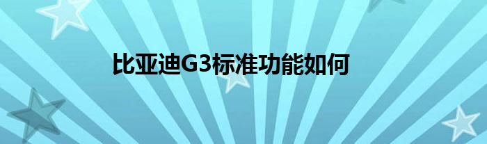 比亚迪G3标准功能如何