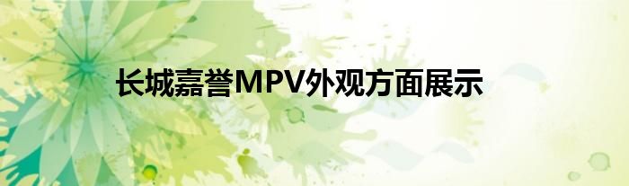 长城嘉誉MPV外观方面展示